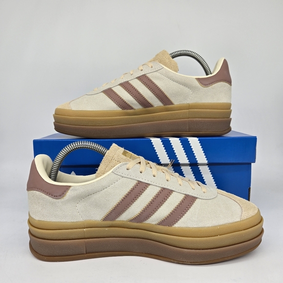 New Adidas Gazelle 'Cream Sand Strata Gum' Women's Shoes Size 10 - Picture 4 of 8